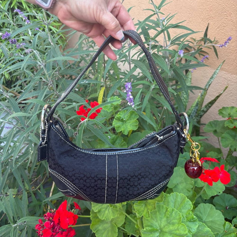Y2K Black Coach monogram mini hobo shoulder purse